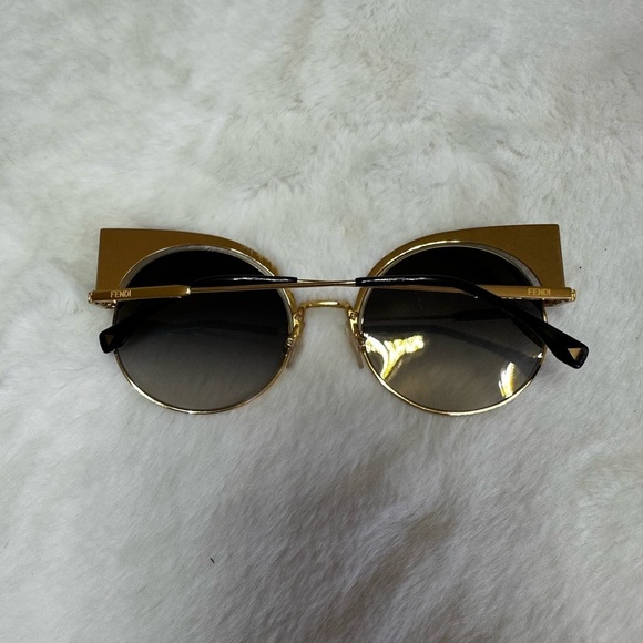 Fendi Stylish Gold Sunglasses case included